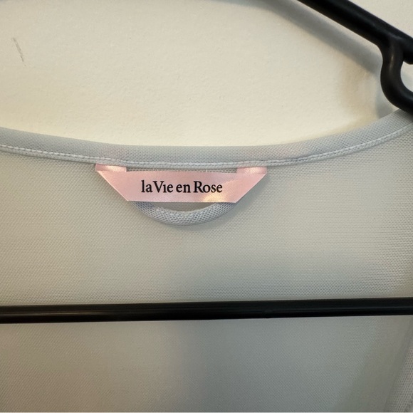 La Vie En Rose Blue Floral Embroidered Robe - Picture 4 of 6